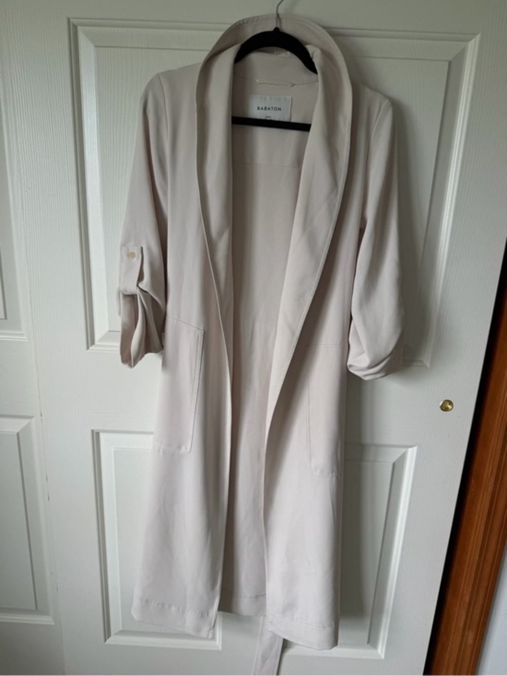Babaton Cream Shawl-Collar Open Front Coat